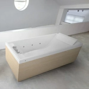 Ванна Dream Air Novellini SENSE 3 с набортным смесителем и панелями из белого ореха