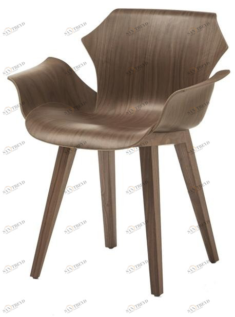 BassamFellows Деревянный стул с подлокотниками Petal Cb-290