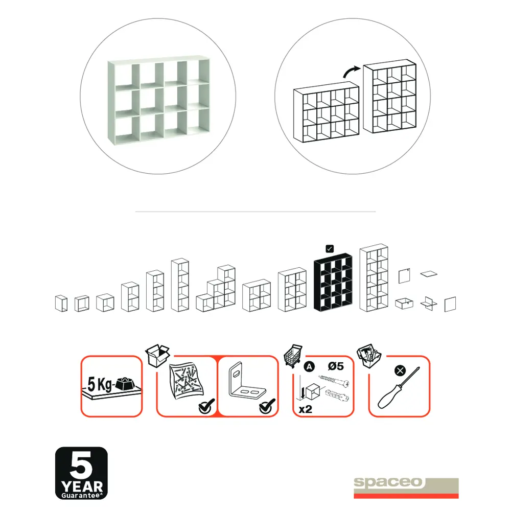 Стеллаж Spaceo KUB 12 секций 139.2x104.9x31.7 см ЛДСП цвет белый STLM-2101843 - Вид №5