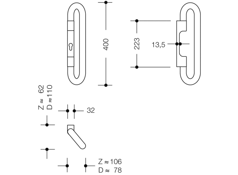 FSDG550.08ZF набор ручек HEWI Beschläge für Außentüren  - Вид №1