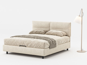 Двуспальная кровать-контейнер с мягким изголовьем