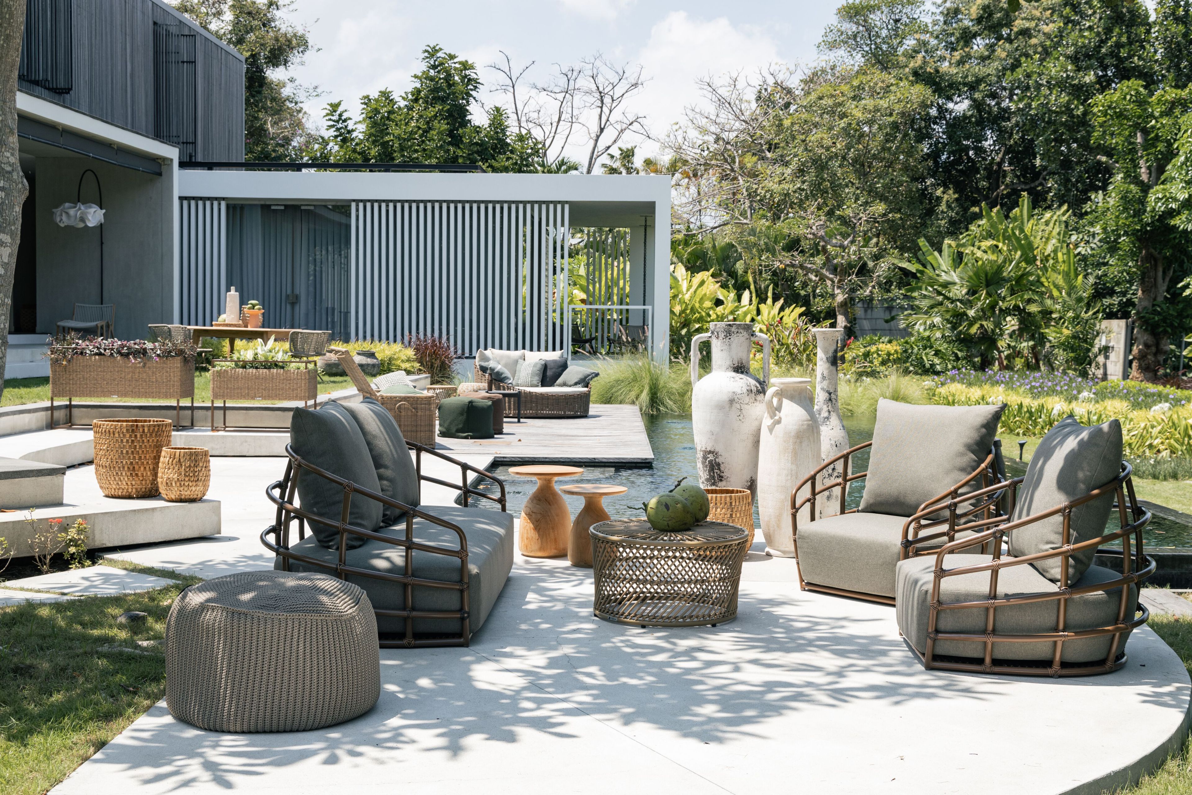 Синтетическое волокно круглый низкий садовый журнальный столик cbdesign Agadir ARCH-00022085 - Вид №5