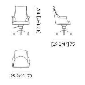 Вишневое вращающееся офисное кресло с колесами Morelato PRESIDENT ARCH-00071656 - Вид №4