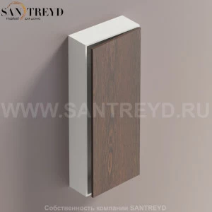 LIFT Модульный шкаф 100 см с правой дверью на доводчиках. Модули могут располагаться горизонтально и вертикально. Отделка: белая краска и коричневый дуб. AMOB053RULZDX