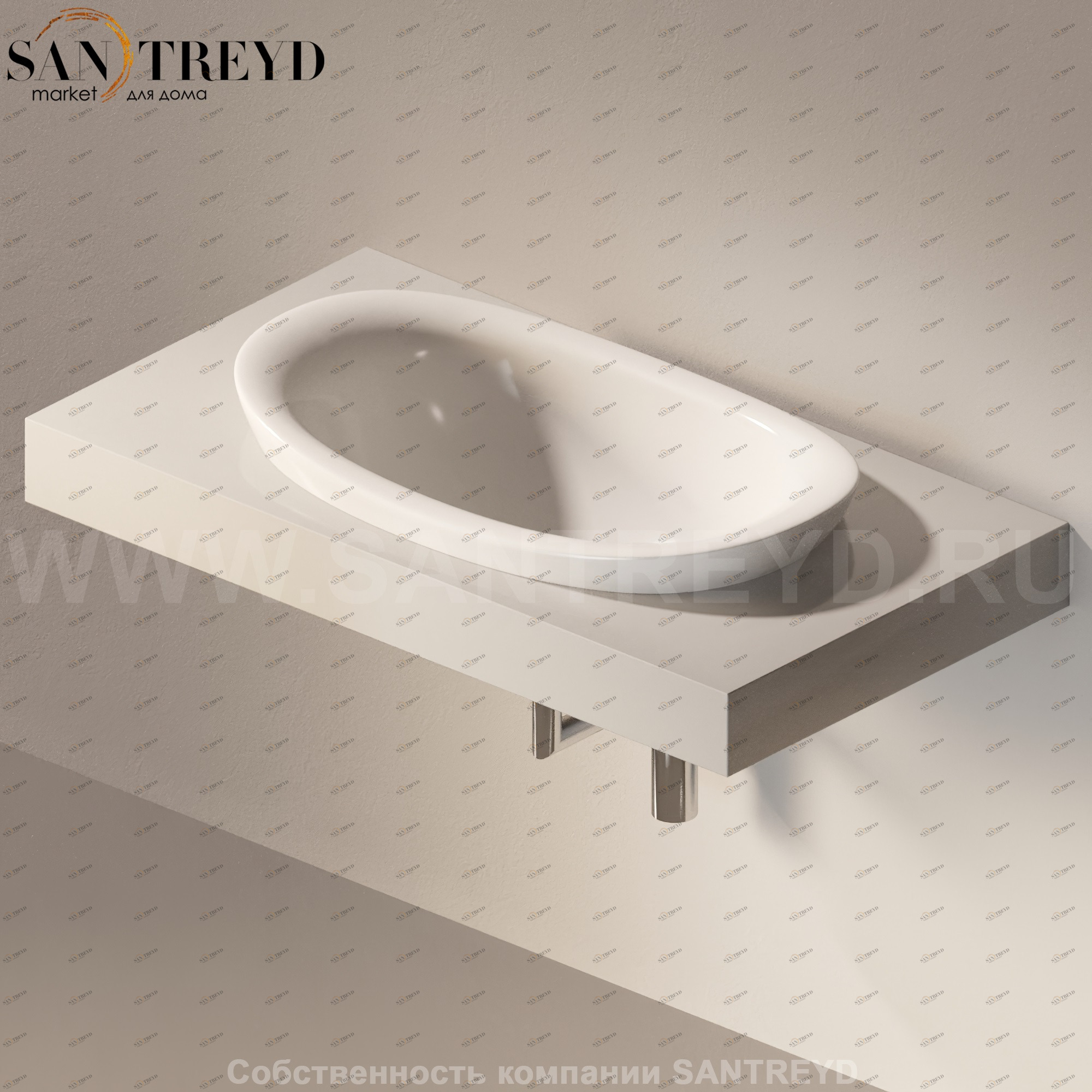 Flaminia IO e SI Столешница с отверстием под раковину серая IO75M1.7047 Ceramica Flaminia IO75M17047