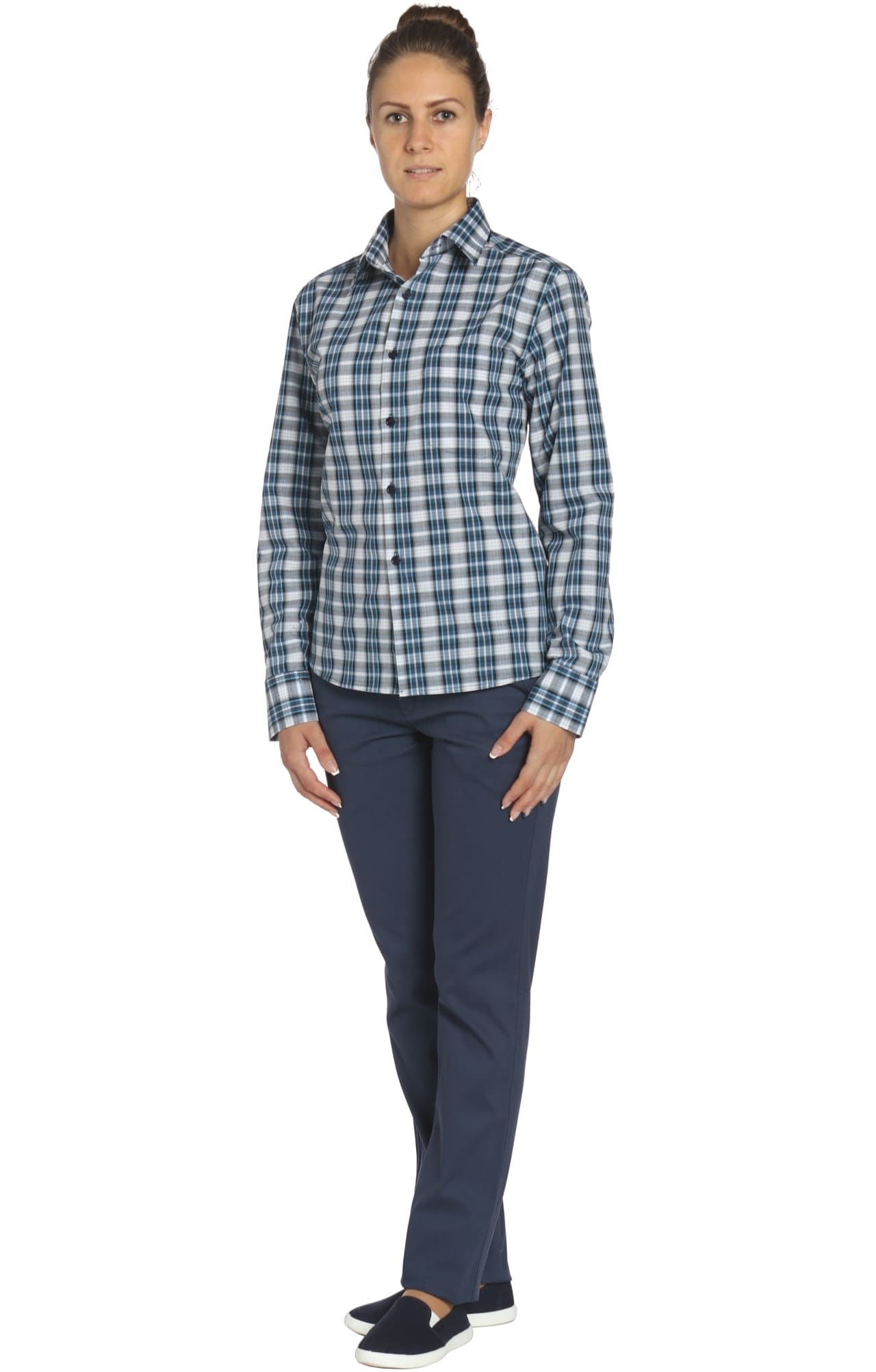 67805 Рубашка в клетку plaid blue (шотландка синяя) HIPSTER  Толстовки, рубашки, футболки, тенниски  размер 44 (88)  - Вид №4