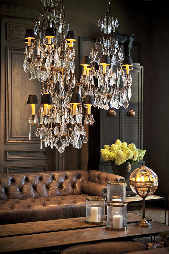 Подсвечник стеклянный с золотистым декором Harrington S от Eichholtz EICHHOLTZ  246169 Золото;прозрачный  - Вид №1