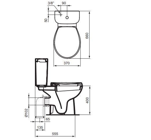 E408761 Унитаз-компакт “гладкая чаша” с сиденьем из дюропласта VIDIMA SEVA FRESH  - Вид №2