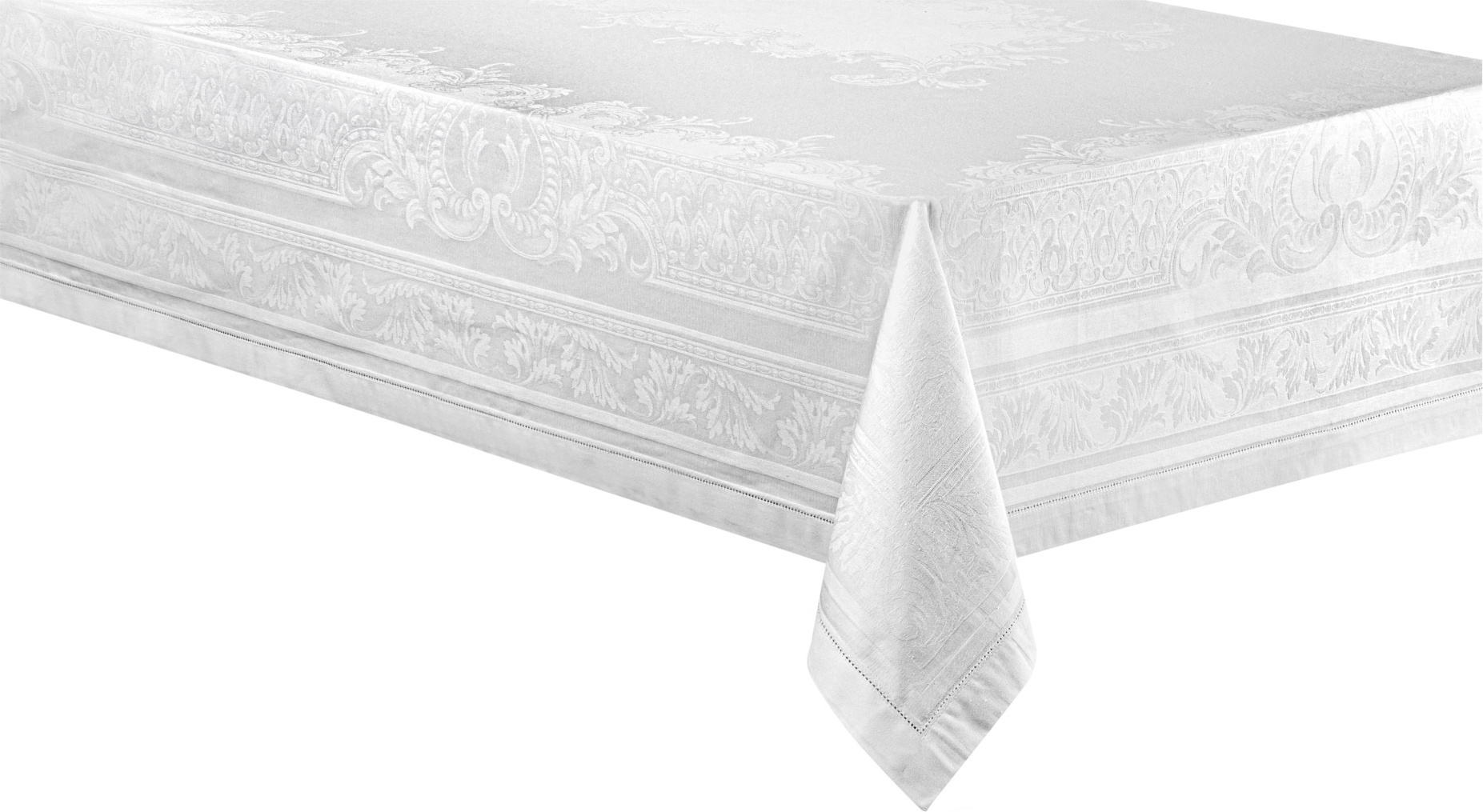 10652858 Яковлевский жаккард Скатерть прямоугольная Яковлевский Жаккард Акантус 170х250см белая, полулен Ткань 