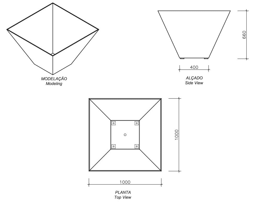 Квадратная стальная плантатор amop Geometal ARCH-00112674 - Вид №1