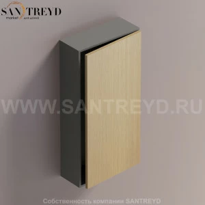 LIFT Модульный шкаф 80 см с правой дверью на доводчиках. Модули могут располагаться горизонтально и вертикально. Отделка: темно-серая краска и натуральный дуб. AMOB052RTLGDX