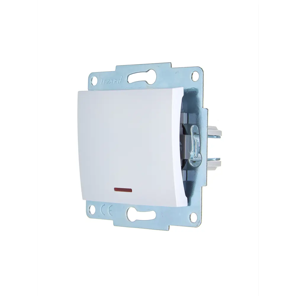 Выключатель встраиваемый Lezard Asti 1 клавиша с подсветкой цвет белый STLM-2182120 - Вид №1