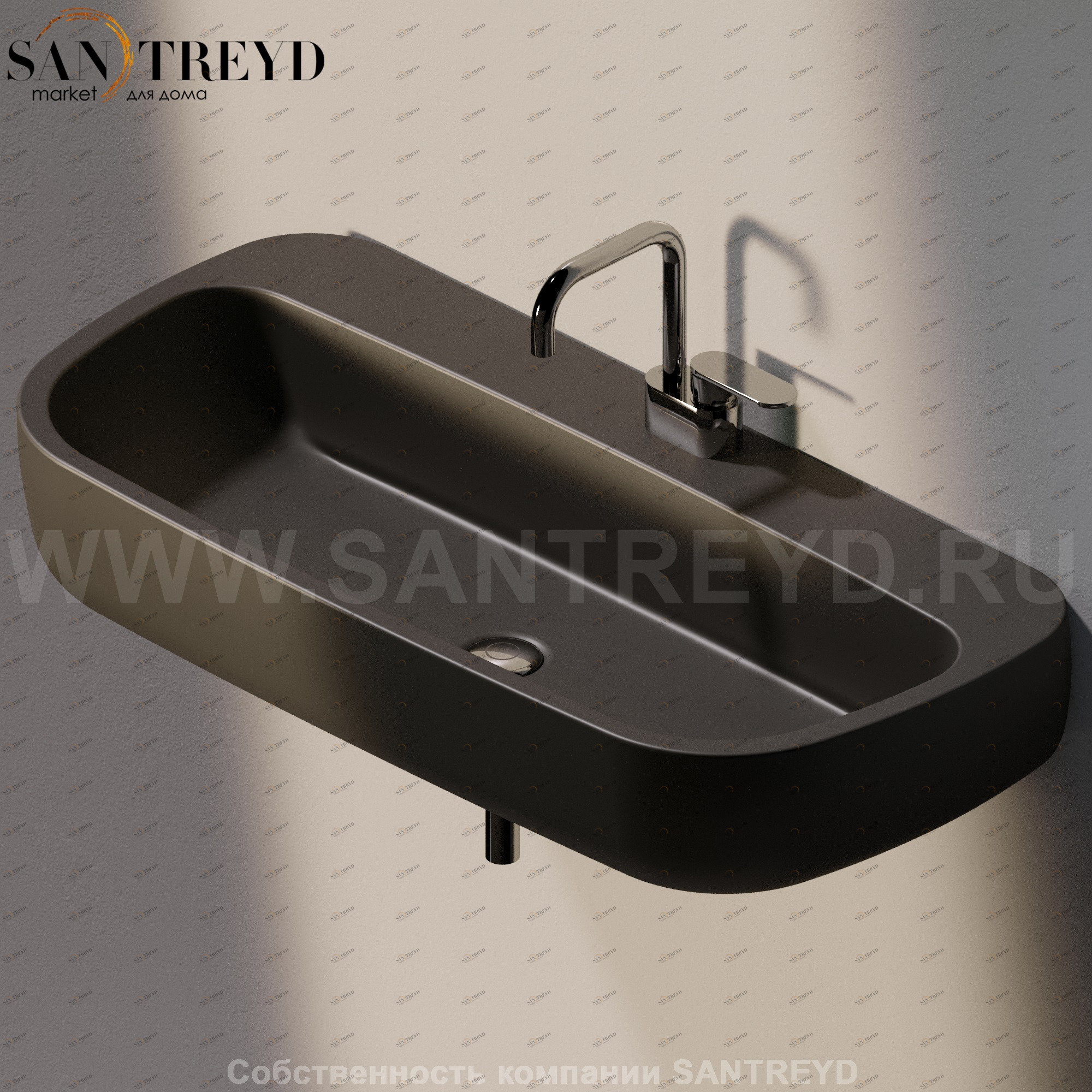 MN100L7006 Подвесная раковина настенная прямоугольная Ceramica Flaminia Mono черная