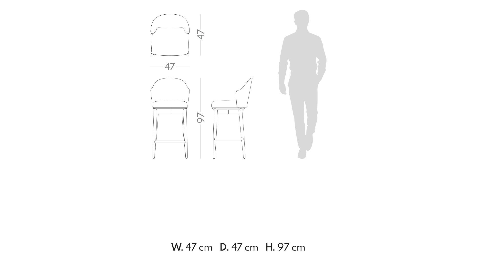 Тканевый барный стул со спинкой PRADDY Natur ARCH-00016011 - Вид №3