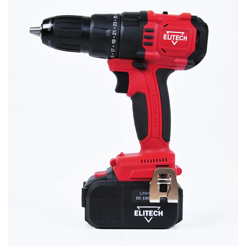 Дрель-шуруповерт аккумуляторная Elitech ДА 18БЛ2 E2201.011.02, 18 В Li-ion 2x4 Ач STLM-2093326 - Вид №4