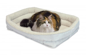 ПР0034112 Лежак для животных Colour Double Bolster с двойным бортом флисовый белый 53х30x5см MidWest