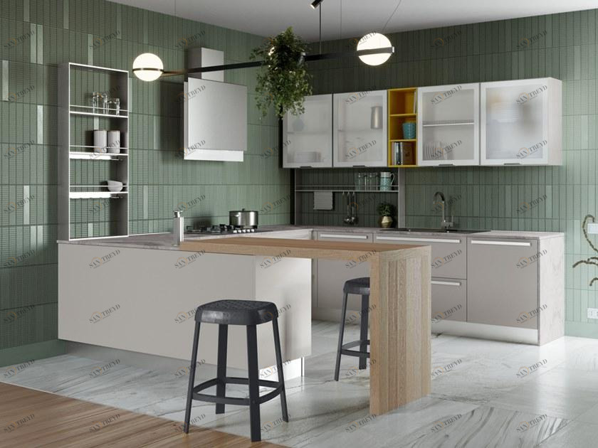 CREO Kitchens Модульная кухня с полуостровом sun-id-1370273