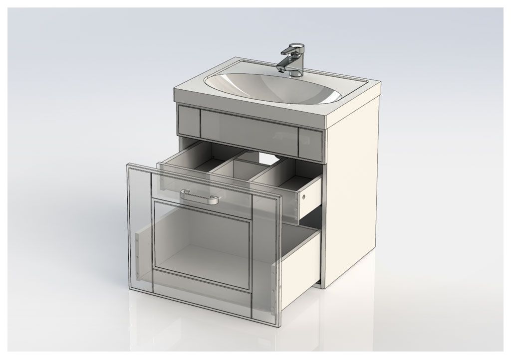 Тумба с раковиной Aquanet Рондо 60 белый (1 ящик) 0018915800185476 - Вид №3