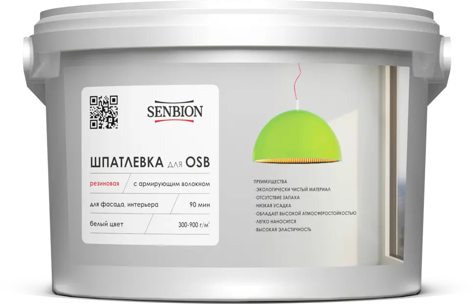 91472966 Шпатлевка Senbion резиновая с армирующим волокном для OSB белый 3кг STLM-0853994