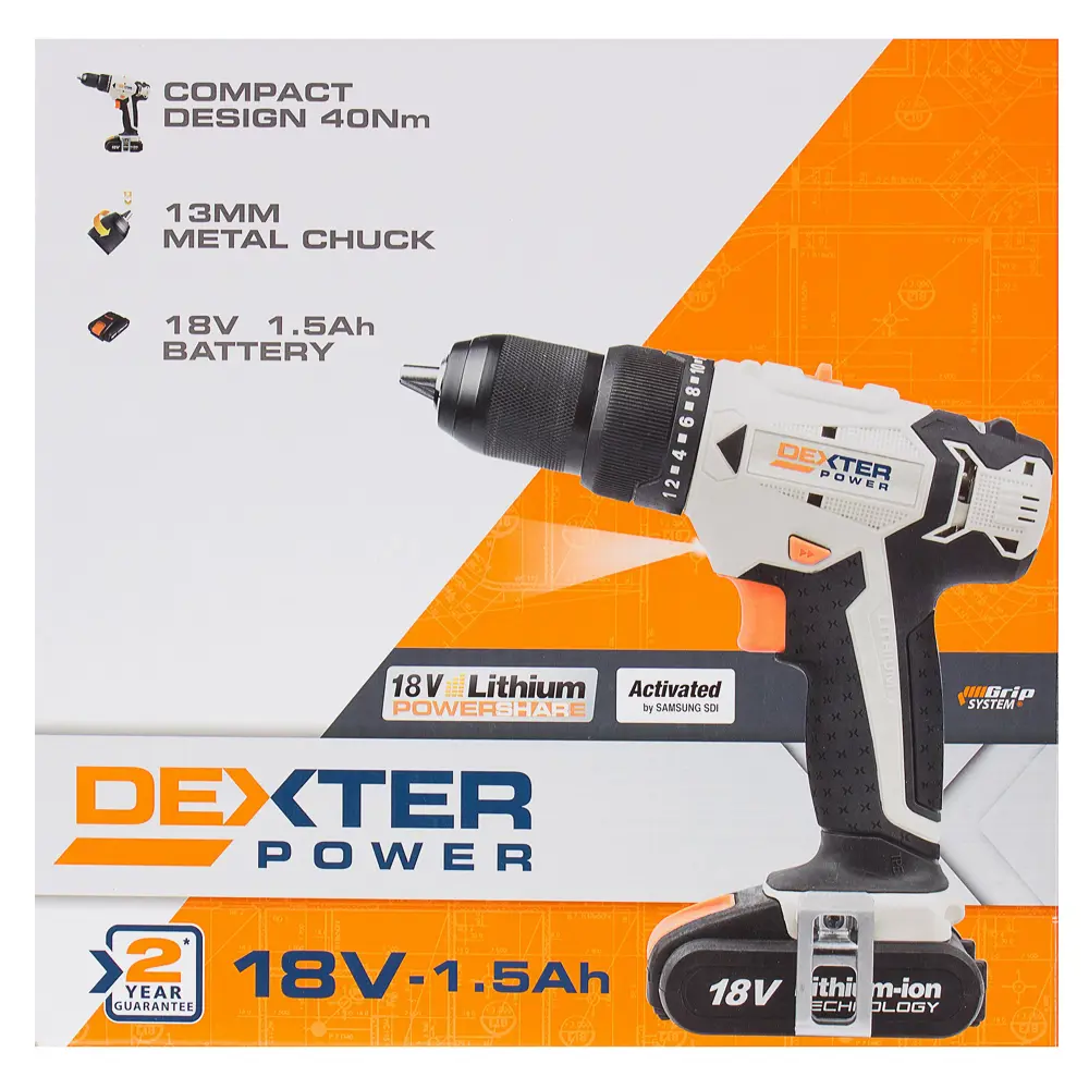 Шуруповерт аккумуляторный Dexter Power, 18 В Li-ion 1.5 Ач 18167386 STLM-2174963  - Вид №4