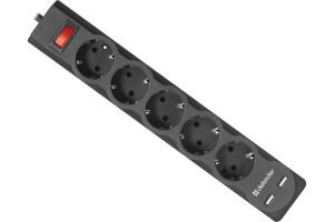 16125394 Сетевой фильтр DFS 753 3,0 м, 5 розеток, 2xUSB, 2.1A 99753 Defender
