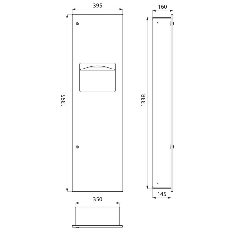 510715S Интегрированная панель: мусорная корзина и диспенсер полотенец, 30 л DELABIE  - Вид №1