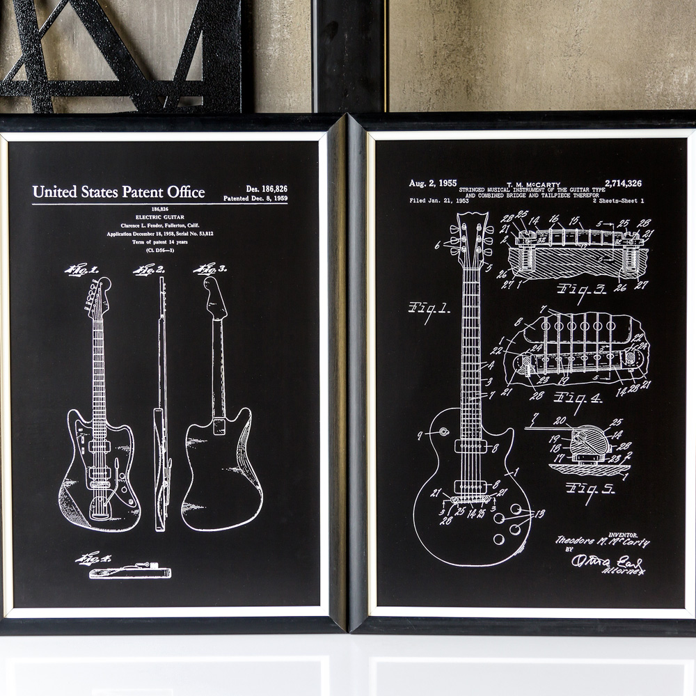 896519417_1818 Арт-постер «Патент на электрогитару Gibson (1955)» Object Desire  - Вид №3