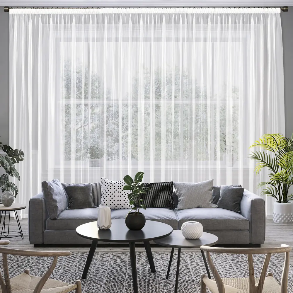 Тюль 1 м/п Однотонный микровуаль 300 см цвет белый GARDEN STLM-2003355 - Вид №3