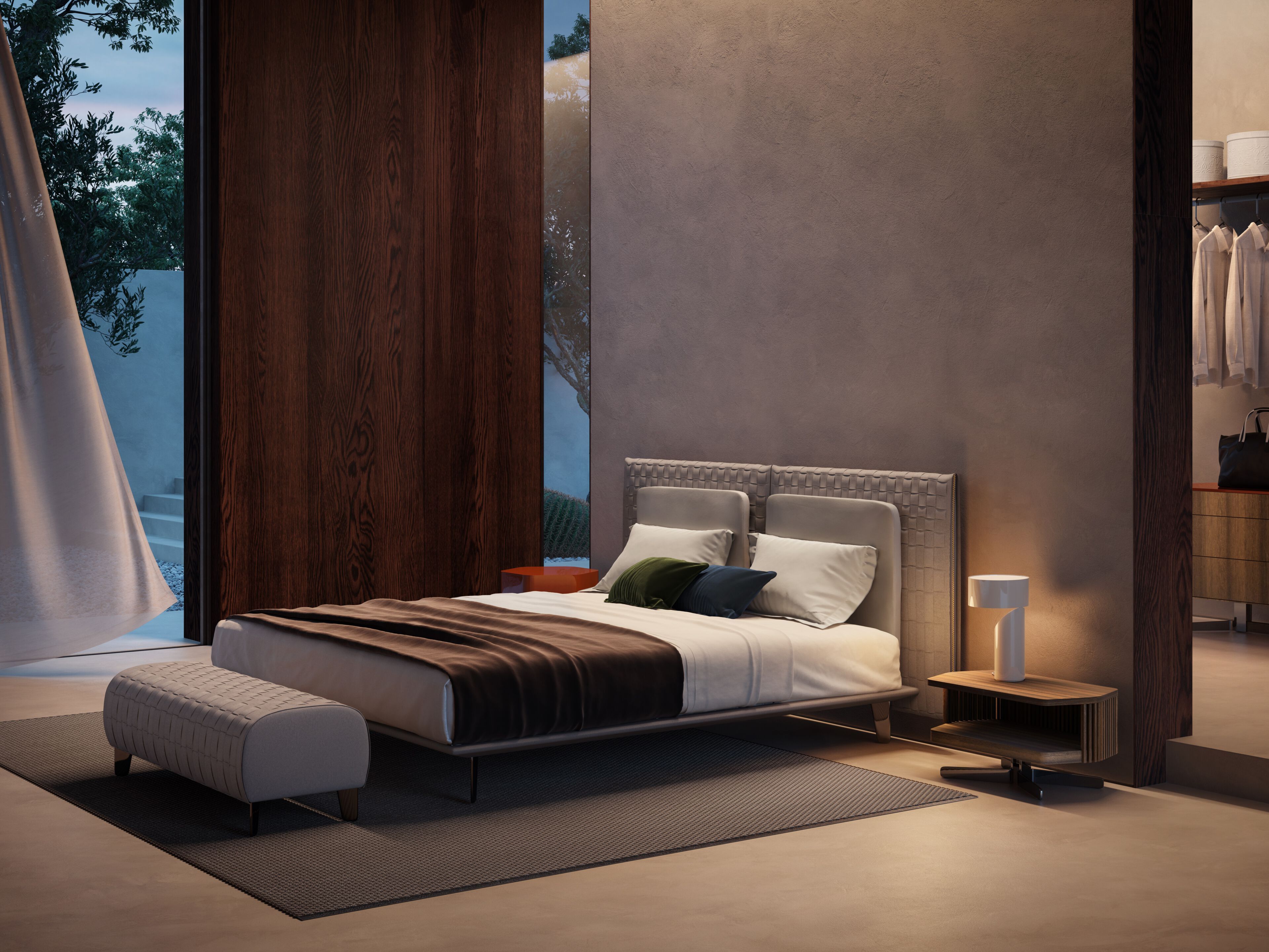 Двуспальная кровать из ткани с мягким изголовьем Natuzzi Italia кампус ARCH-00087685 - Вид №2