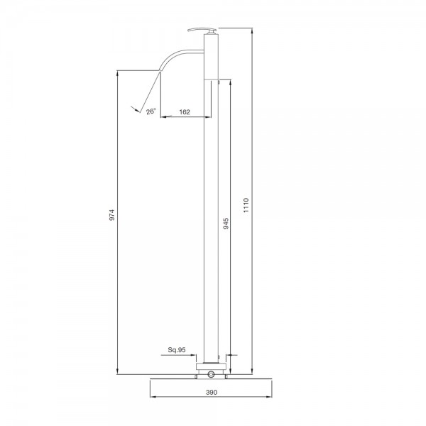 XQU-BLM-43027 Смеситель напольный Artize Xquisite Матовый черный  - Вид №1