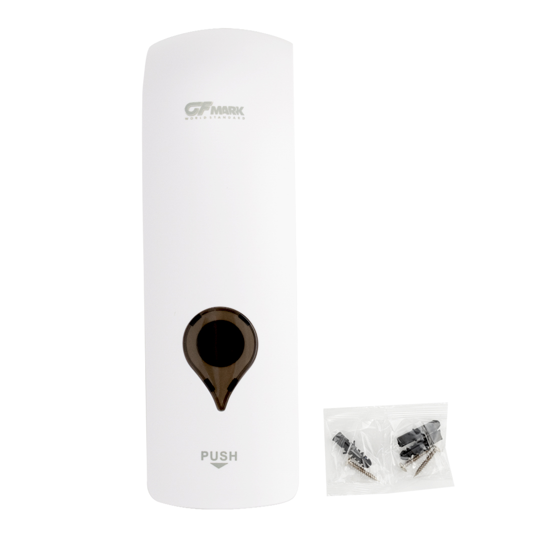 GFmark - Дозатор жидкого МЫЛА, пластик АБС, БЕЛЫЙ, КОМБИНИРОВАННЫЙ, с глазком - капля, 300 мл, код: 613  - Вид №8