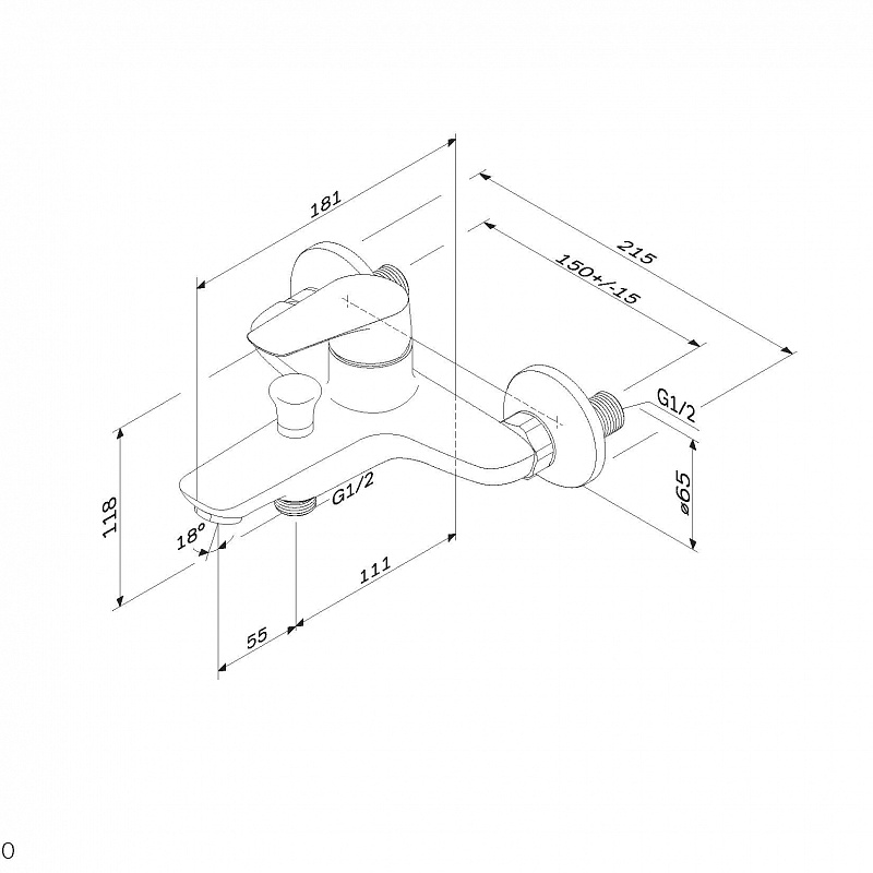 F85E10000 Joy смеситель д/ванны/душа хром шт AM.PM  - Вид №1