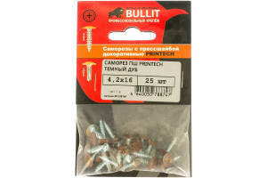 16011197 Саморез ПШ PRINTECH 4,2х16 Темный дуб 25 шт. 14-0019960 Bullit