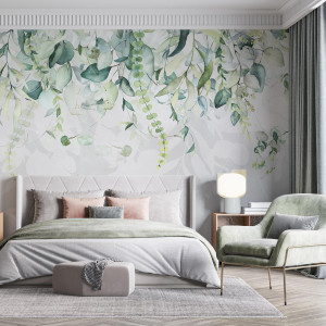 90569786 Фотообои виниловые 400х270 см Grey Foliage STLM-0287743 ONPRINT
