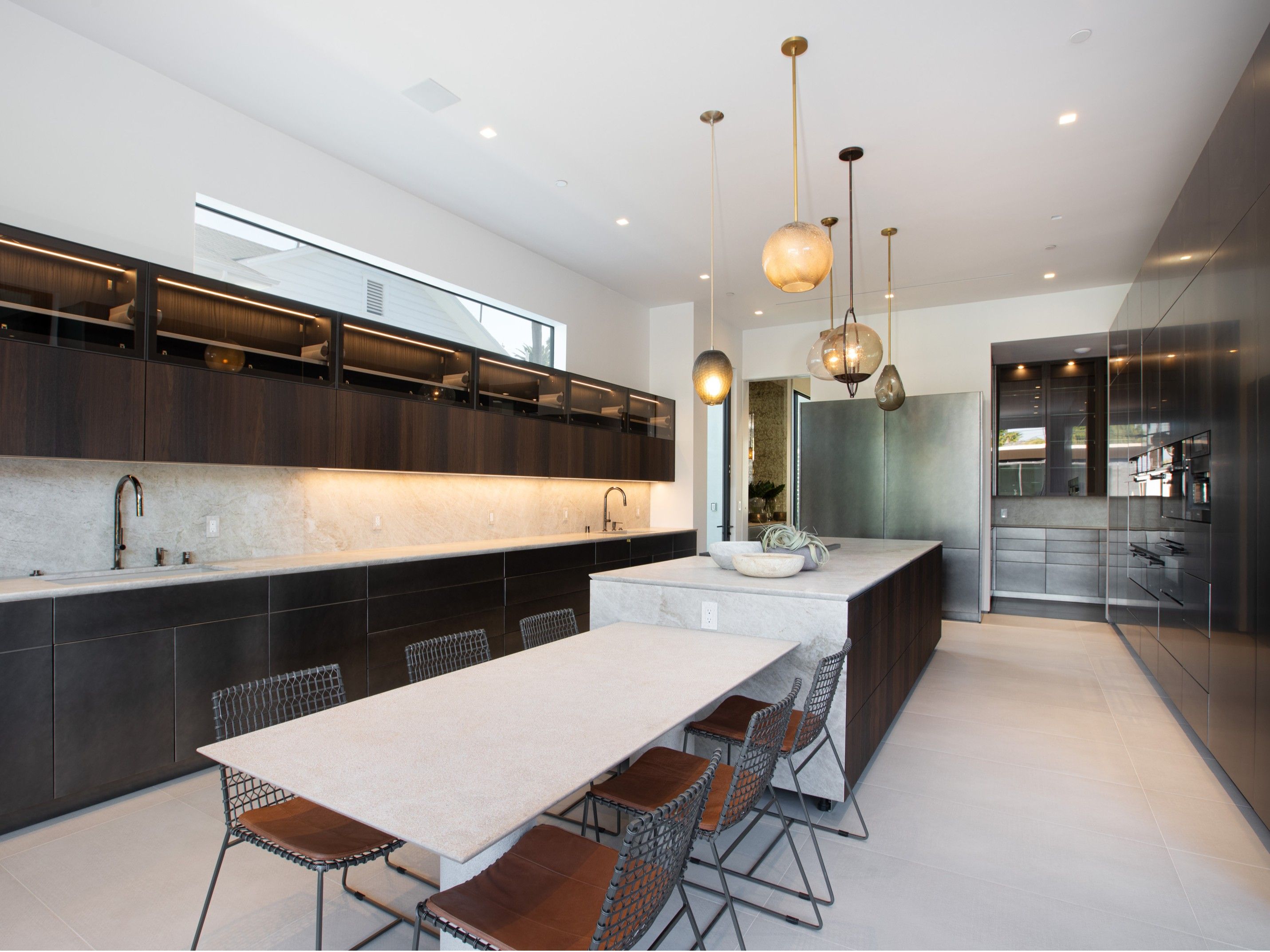 Двухтактная открытая линейная кухня с островом TM Italia Cucine T30 ARCH-00007043