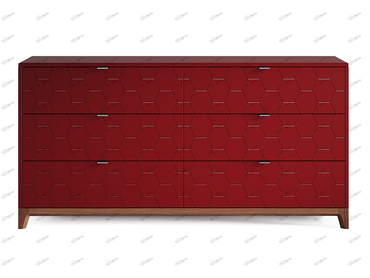 Комод для спальни с 6 ящиками красный "Гравировка 5" Case №3 THE IDEA ДИЗАЙНЕРСКИЕ 210208 Красный 