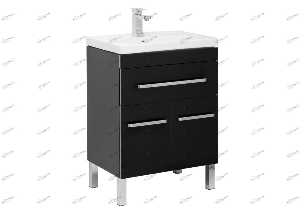 Тумба с раковиной Aquanet Сиена 60 черный (напольный 1 ящик 2 дверцы) 0018922900185476