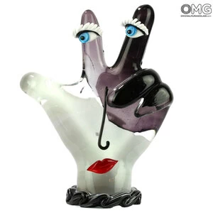 4696 ORIGINALMURANOGLASS Провокацинная скульптура Средний палец - Pop Art - Пикассо - муранское стекло 15 см