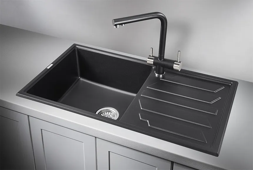 8601, ШВАРЦ (чёрный металлик), кухонная мойка, кварц GRANULA 8601-ST251