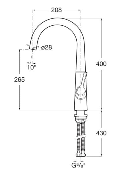 Смеситель для кухни из хромированной латуни с поворотным изливом Roca SYRA 5A842AC00 ARCH-00104738 - Вид №2