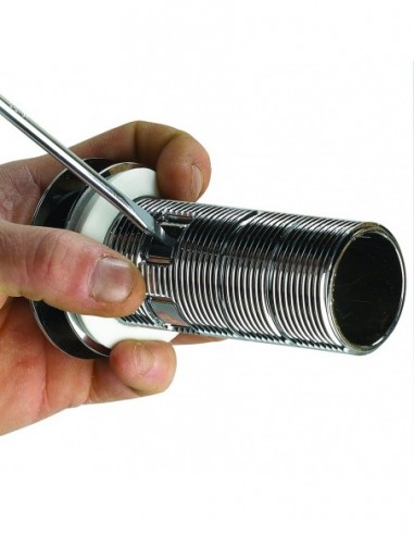 122300 000 00  Универсальный слив для умывальника со встроенным сифоном Сифонетка, двустворчатый клапан Д. 65 мм, нержавеющая сталь и хромированный АБС Valentin Хром  - Вид №3