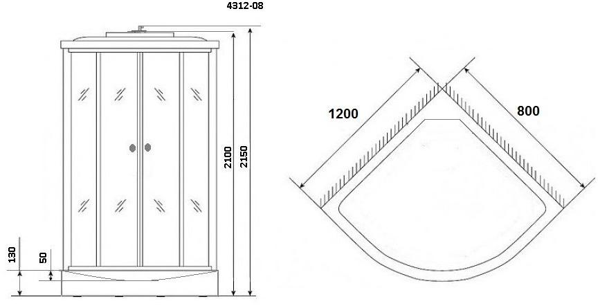 Душевая кабина NG- 4312-08R (1200х800х2150) низкий поддон(13см) стекло МАТОВОЕ Niagara ECO 4312R - Вид №2