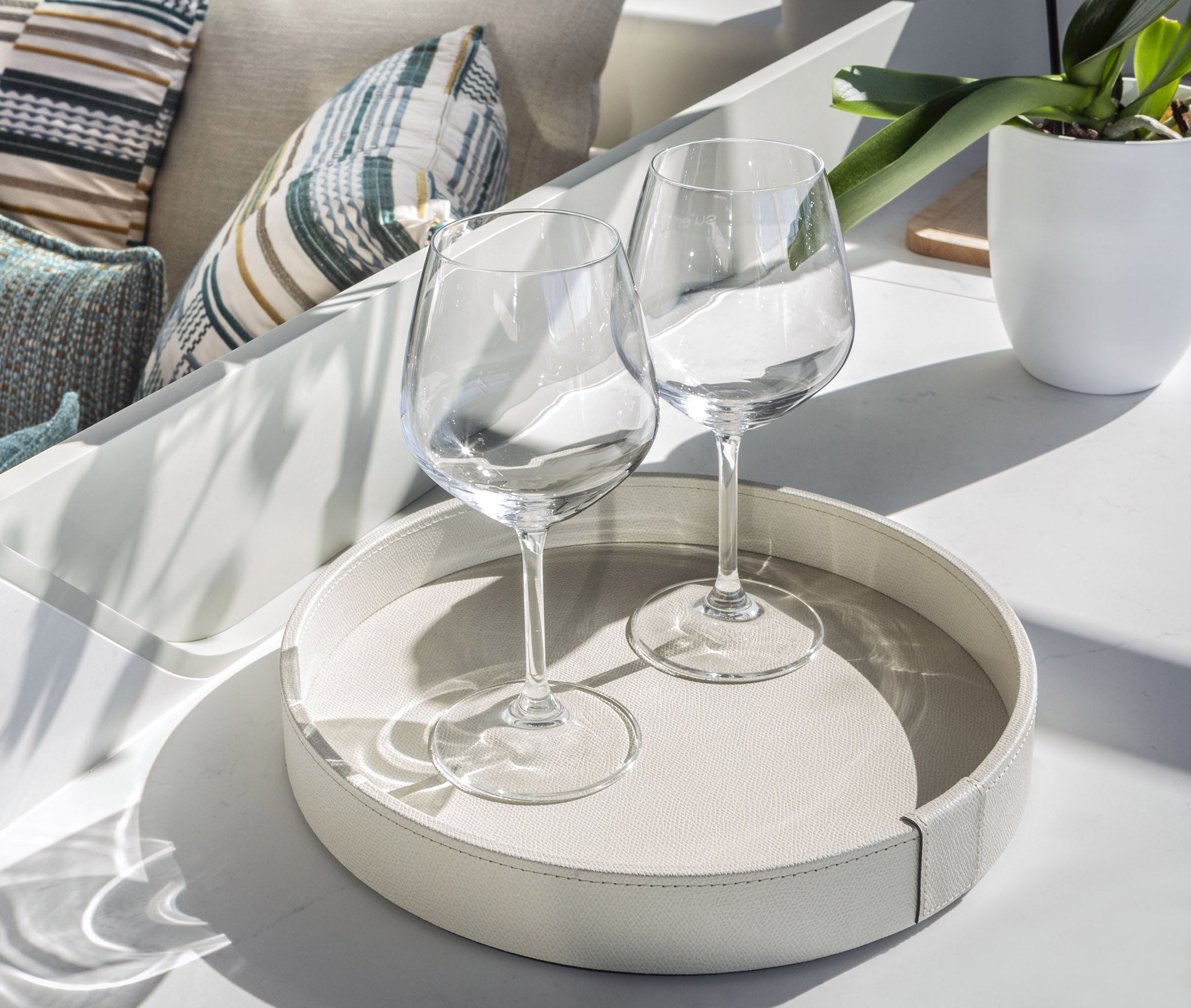 Gea Круглый поднос - Ø 50 см / тканая кожа_coffee Pinetti 00.1419.061.015 - Вид №2