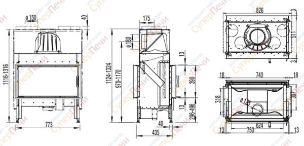 Каминная топка Austroflamm 75х39 K II 1587 - Вид №1