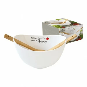 Салатник фарфоровый белый с ложками в подарочной упаковке Kitchen Elements EASY LIFE KITCHEN ELEMENTS 00-3946707 Белый