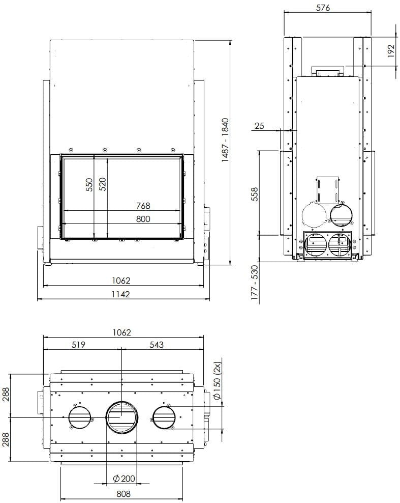 Двойной фасад дровяной камин KALFIRE W80/52T ARCH-00093883 - Вид №5
