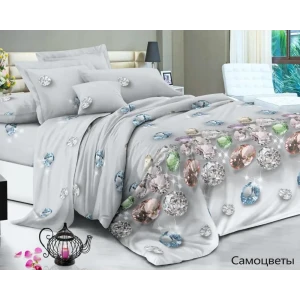 91332574 Комплект постельного белья Эльф Felicita 1172-Самоцветы, двуспальный, полиэстер, разноцветный STLM-1022500