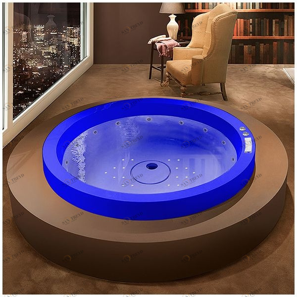 Ванна GRUPPO TREESSE Eos 160 ATC-V846Q-SI синяя с гидромассажем аэромассажем и дезинфекцией круглая отдельностоящая ATCV846QSI