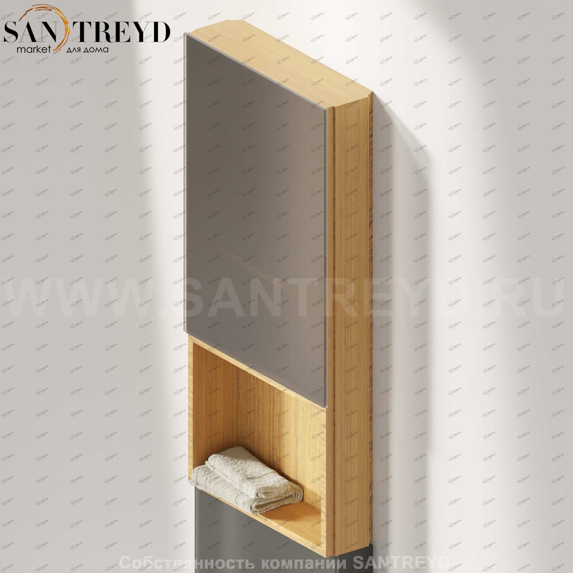 Верхний модуль со стеклянной дверью MONOLITH с полкой тик Agape AMON1292TG