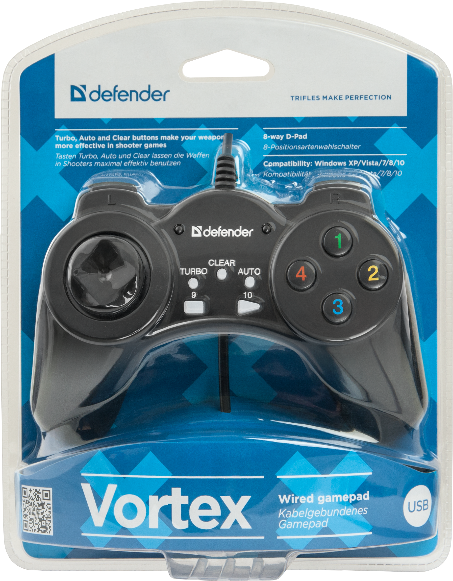 64249 проводной геймпад vortex usb, 13 кнопок Defender Santreyd  - Вид №2